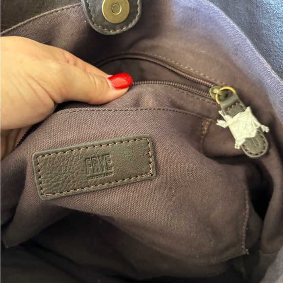 FRYE Sienna Shopper Brown Leather Logo Tote - Picture 6 of 8